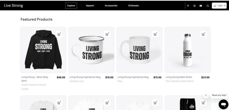 living strong store website image